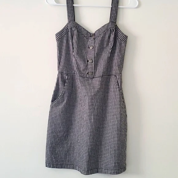 hollister black and white dress Hollister black and white gingham mini dress
